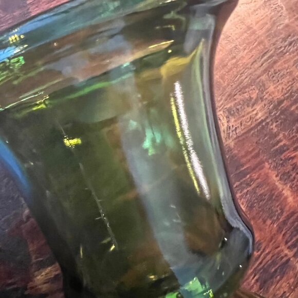 Vintage 70’s Olive Green Pedestal Vase - Picture 3 of 8